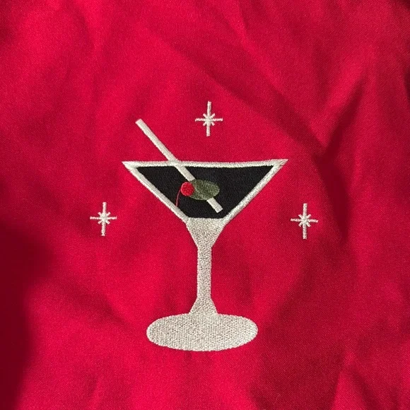 Chochie Casuals Red Bowling Shirt with Martini Embroidery Men’s XL - Picture 2 of 10